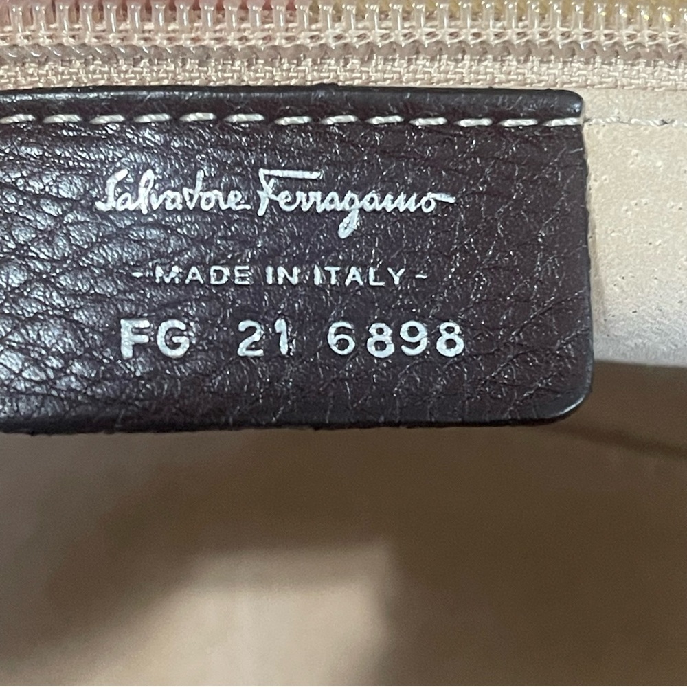 Salvatore Ferragamo Dark Brown Lizard-Embossed Leather Satchel - Picture 12 of 12